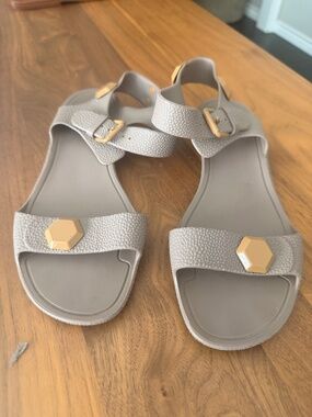 Givenchy taupe rubber jelly sandals pebble jewel 39